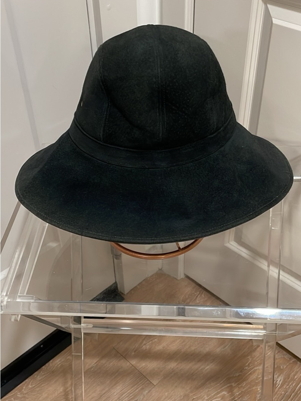 Eric Javits Black Suede Floppy Brim Hat